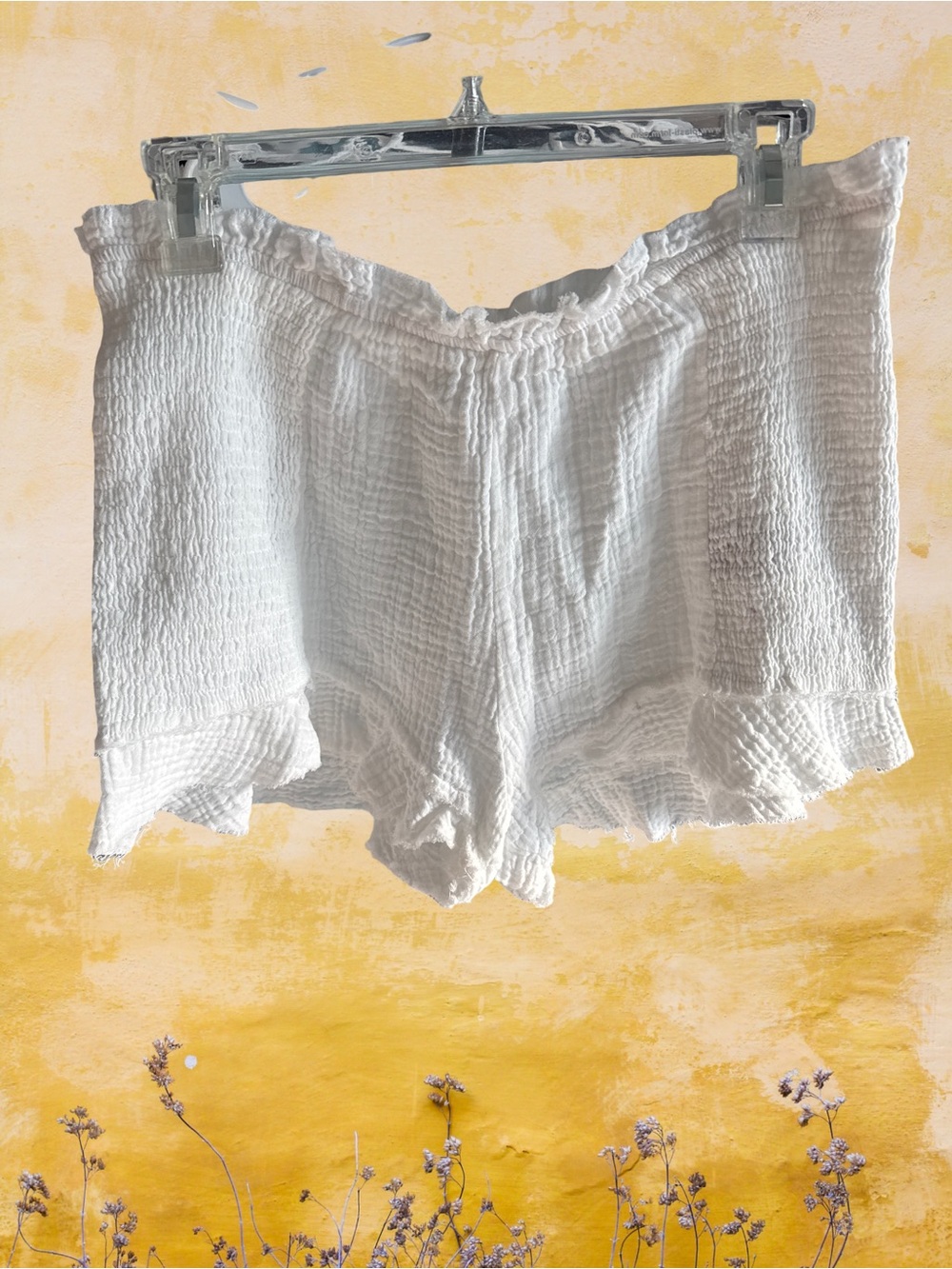 POL White Textured Gauze Shorts